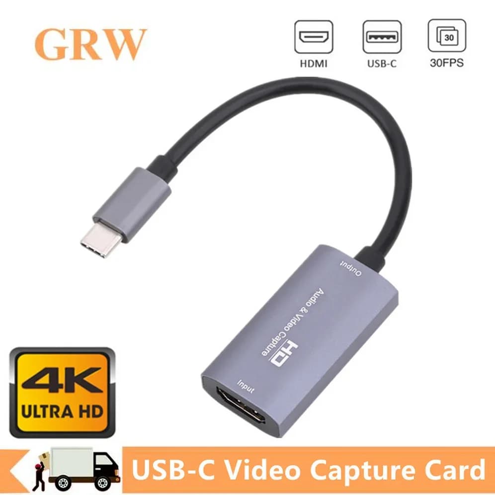 GRWIBEOU 4K compatibile con HDMI a USB-C scheda di acquisizione Video da tipo C a HDMI acquisizione Video registrazione di giochi da tavolo trasmissione in Streaming Live