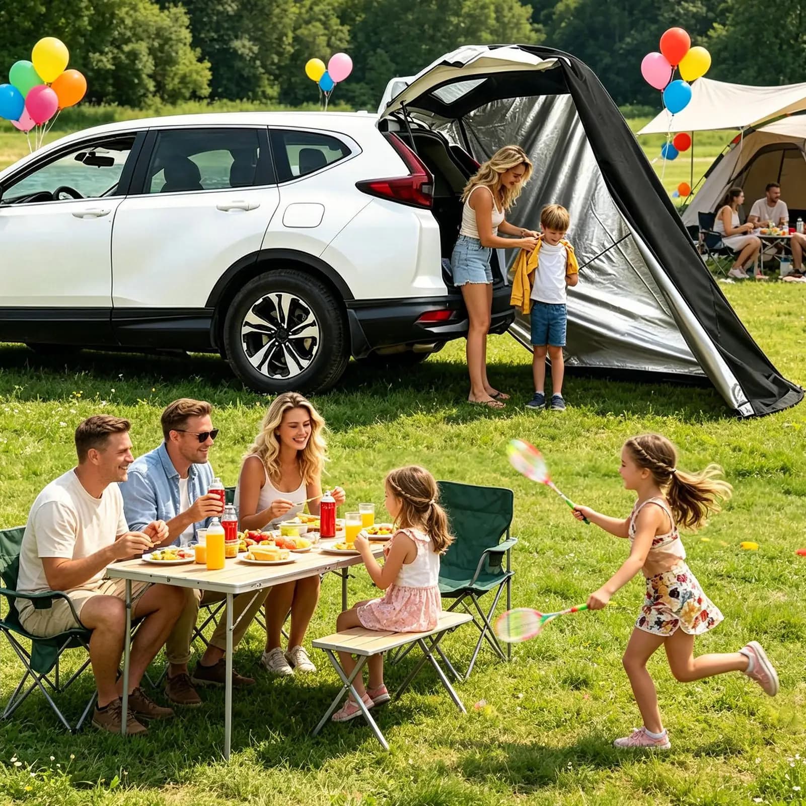 SUV Tailgate Canopy Car Rear Changing Shelter Camping Tailgate Privacy Tent For Trailer Van Automotive Hatchback RV Picnic Beach