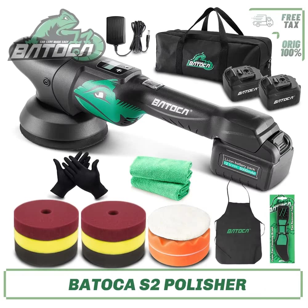 Set Lucidatrice per Auto Senza Fili Batoca S2 4.0Ah, Macchina Lucidatrice Wireless a Doppia Azione con LCD e Avvio Graduale