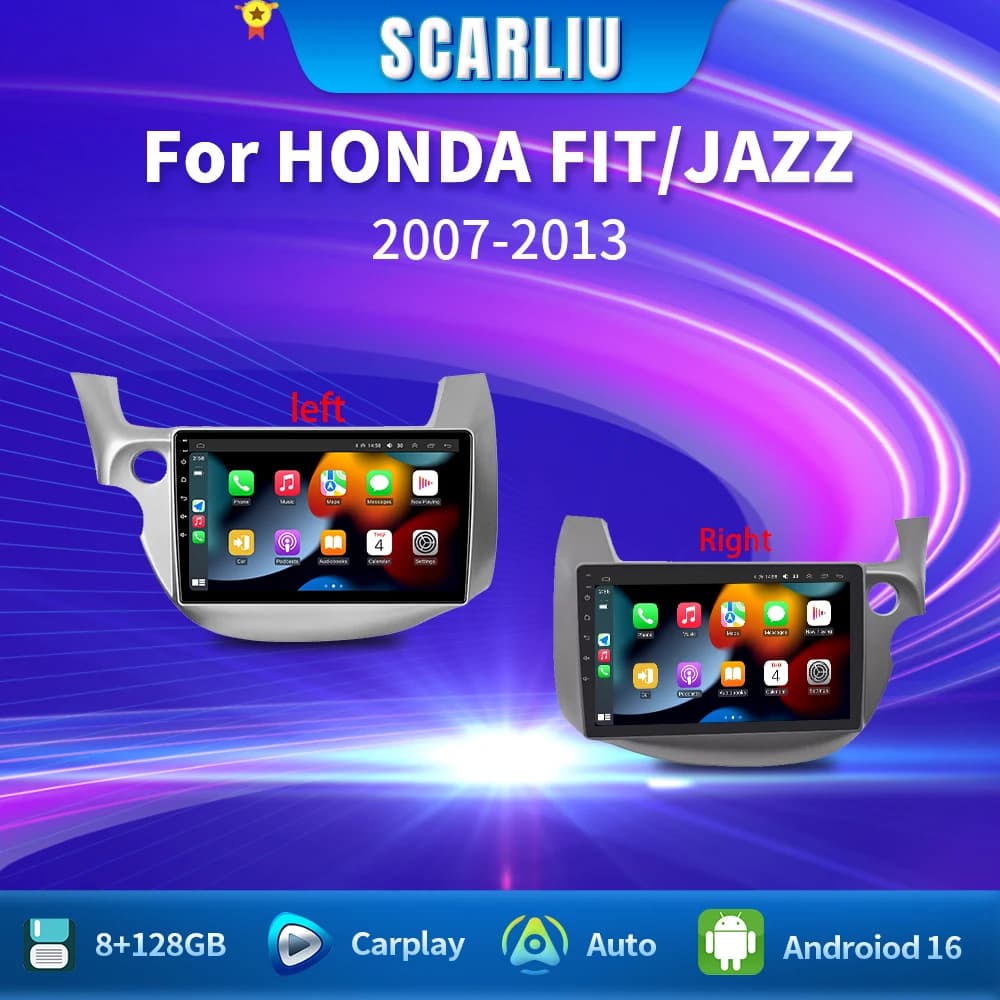 Autoradio SCARLIU 2 DIN Android 16 Carplay per HONDA FIT JAZZ 2007-2013, lettore multimediale video, navigatore GPS, RDS, 4G.
