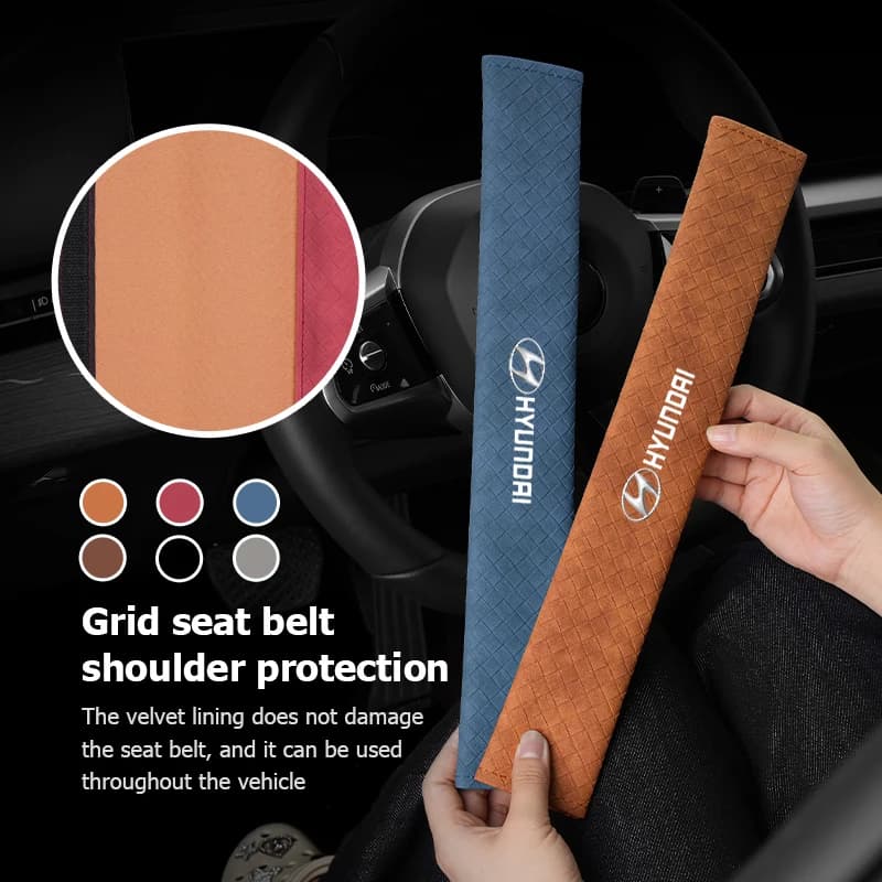 Leather Car Seat Belt Cover Safety Belt Shoulder Protection Pads For Hyundai Ioniq Sonata Elantra Solaris Creta Accent SantaFe