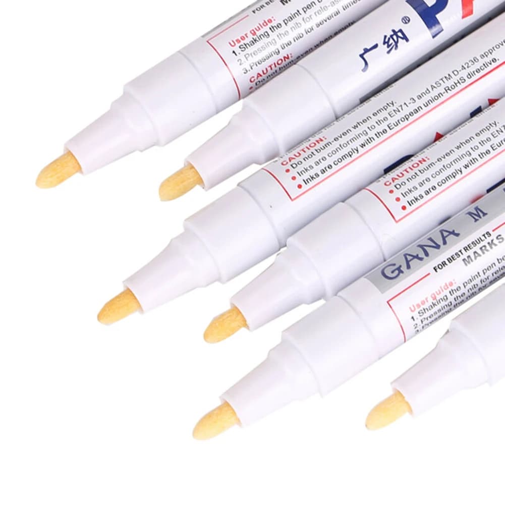 Marker Tire Pen Rubber Letter Tyre Oil Based Weatherproof Tools 6pcs Repair Maintenance White Paint Waterproof
