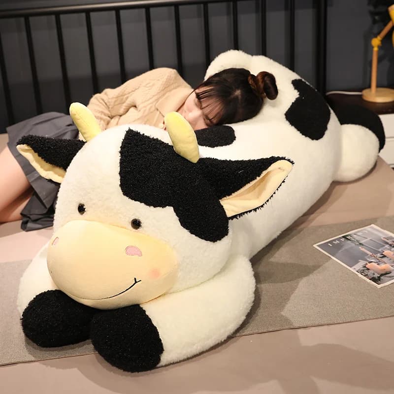 1 pz 90 cm bella mucca da latte giocattoli di peluche cartone animato farcito animale bestiame bambole cuscino per dormire per neonate regali di compleanno