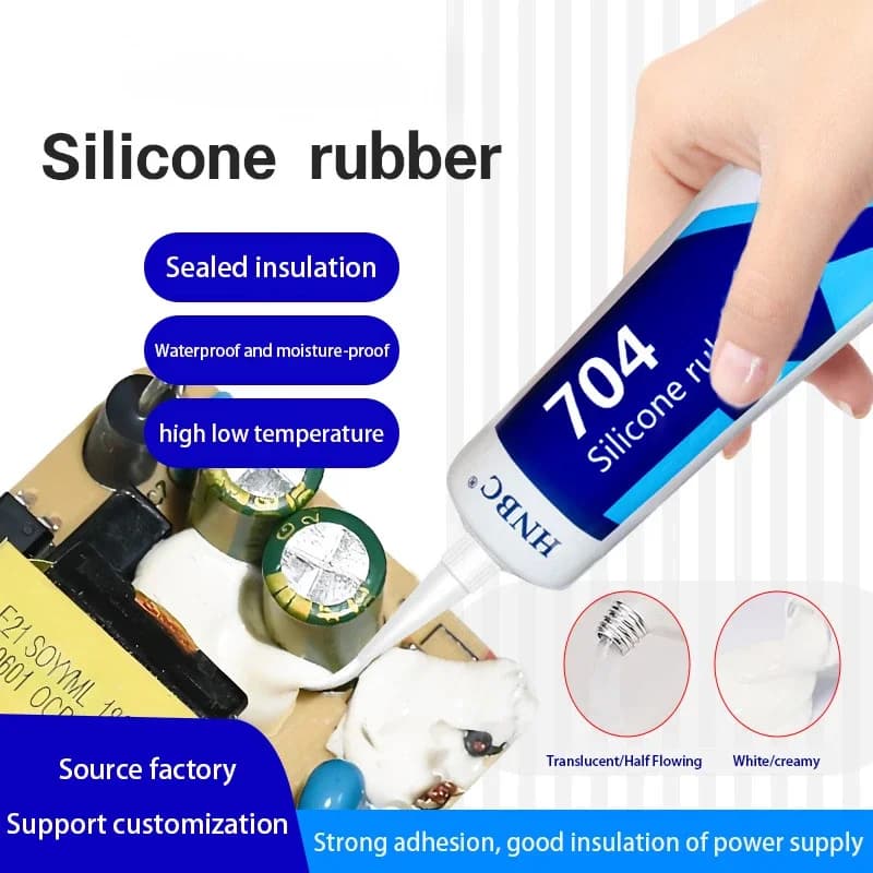 Adesivo Sigillante in Silicone 704 Resistente alle Alte Temperature, Impermeabile, Isolante Elettronico, Forte Resistenza al Calore