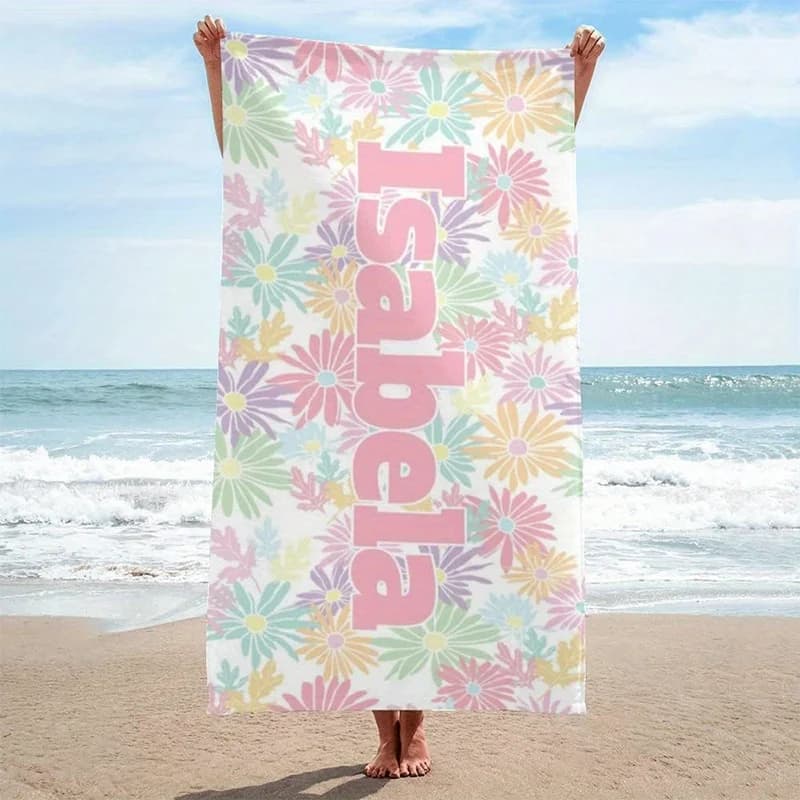 Asciugamano da spiaggia Asciugamano da spiaggia floreale colorato con protezione solare e antivento adatto per piscina, campeggio, coperta da viaggio