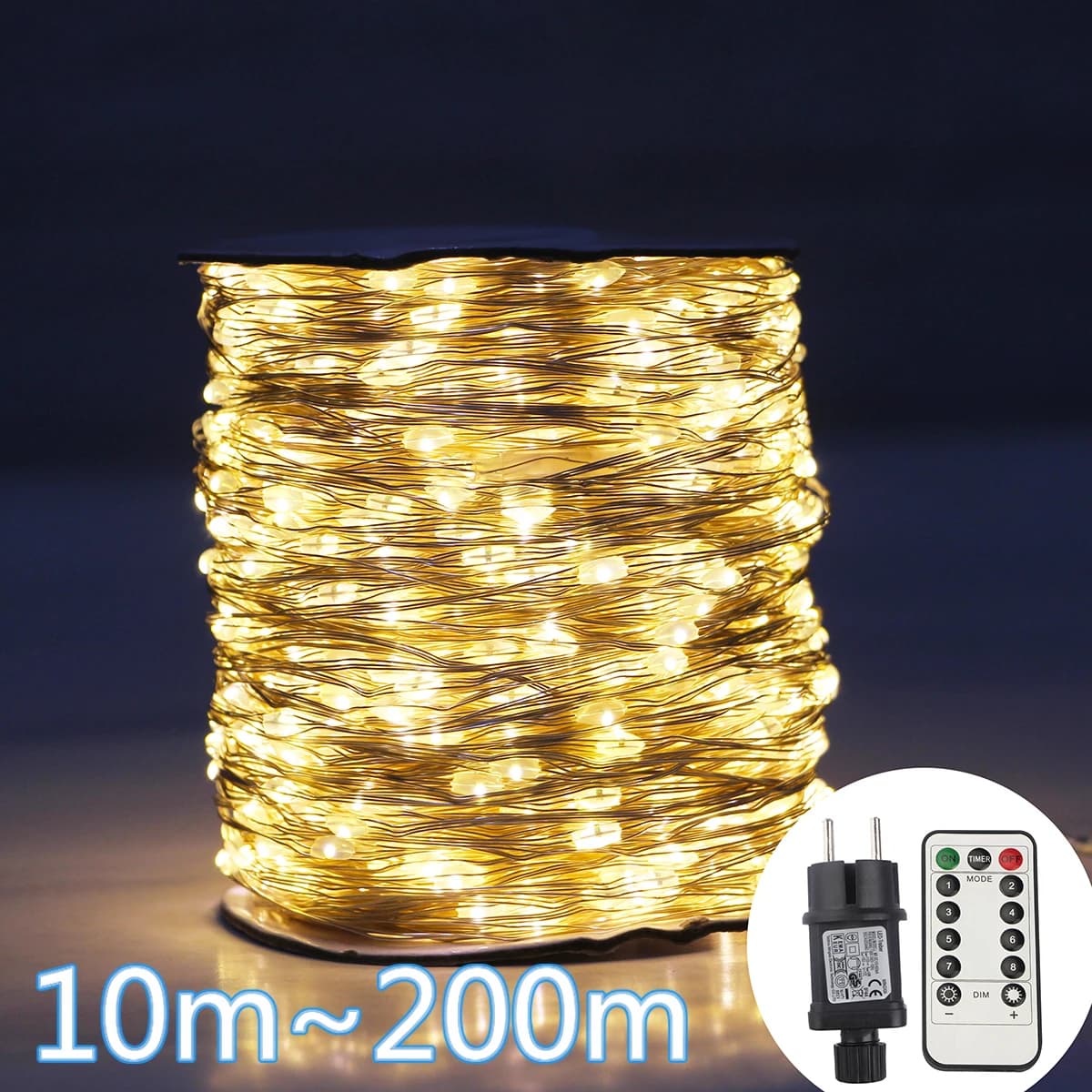 50M/120M LED Luci della stringa Filo d'argento Lucine Ghirlanda di Natale per la strada Patio Albero Giardino Camping Party Decor