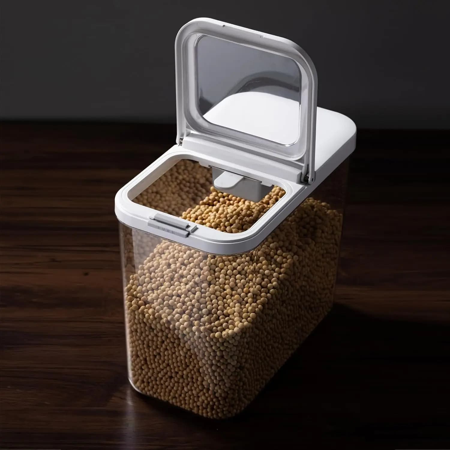 Dispenser per riso Mker da 20-25 libbre con cucchiaio dosatore - Contenitore ermetico per alimenti da 11,4 litri/12 litri per cereali, farina