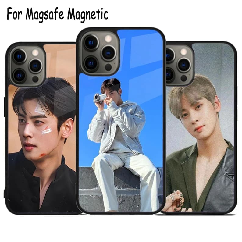 Custodia per telefono True Beauty Cha Eun Woo con ricarica wireless per iPhone 17 Air 15 16 16e 14 13 11 12 Pro Max Plus, cover magnetica Magsafe
