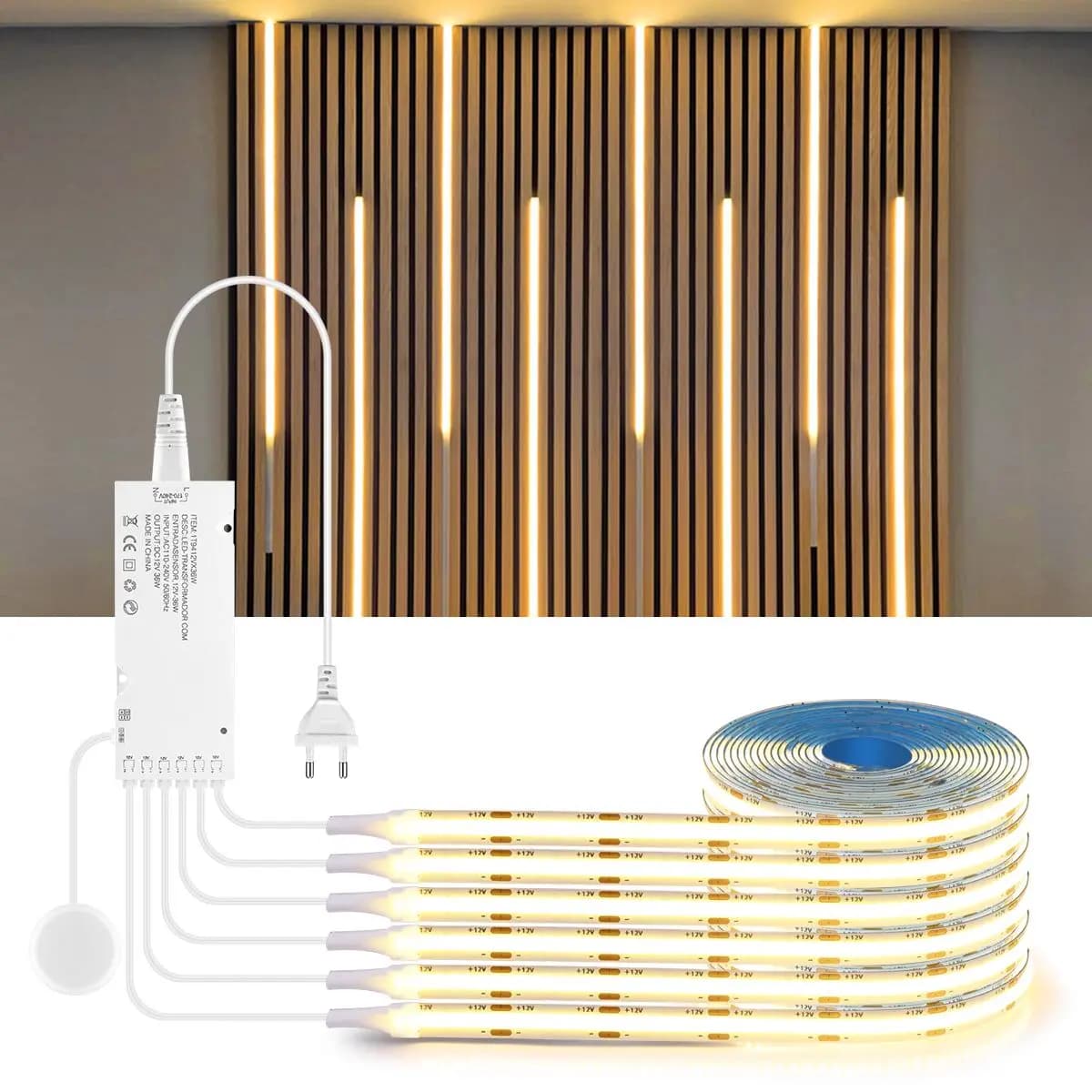 Dimmerabile Penetraibile Legno Sensore di Tocco Interruttore COB HA CONDOTTO LA Luce di Striscia 12V Nastro FAI DA TE Libreria Guardaroba Scarpa Armadio Da Cucina Mensola Lampada