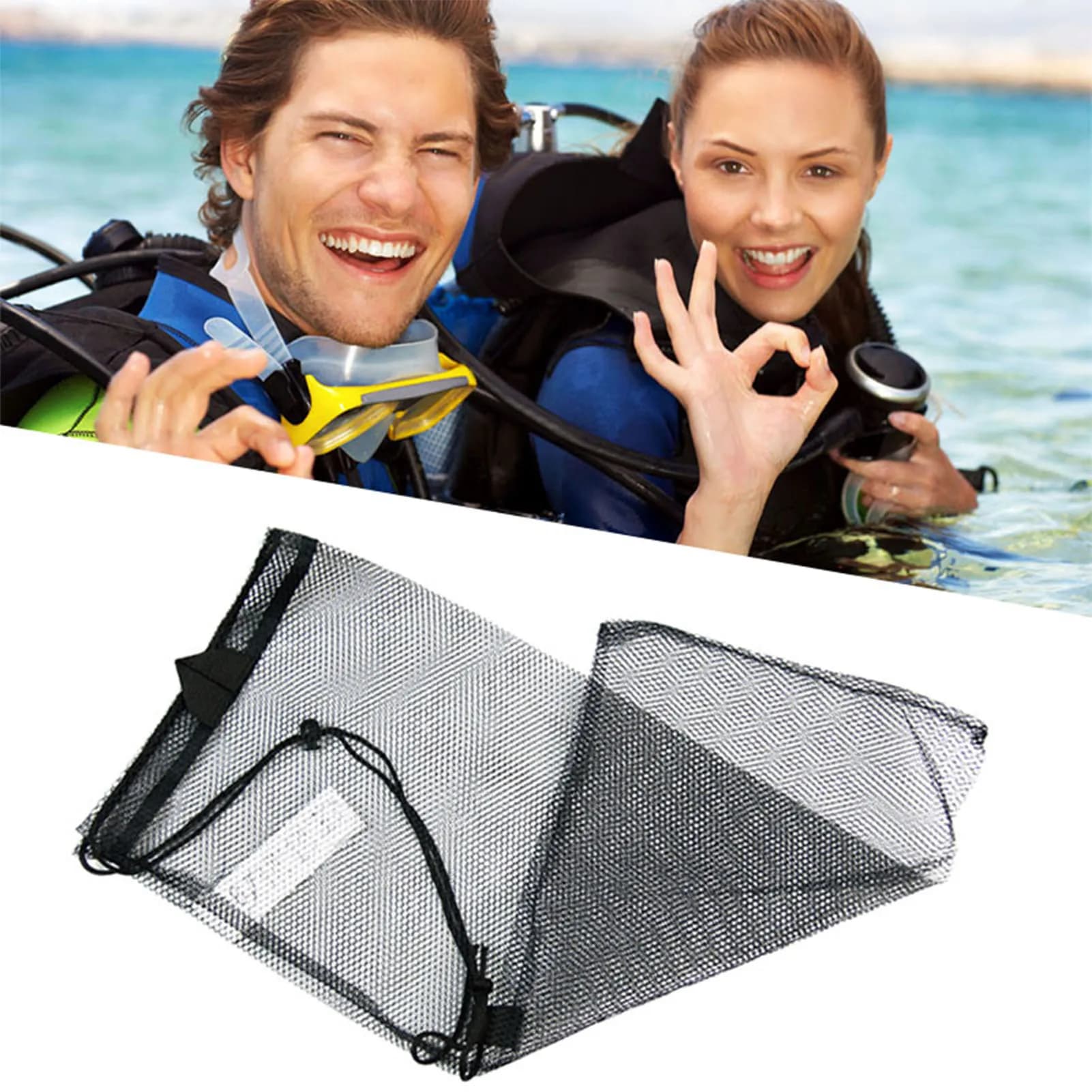 Networking bag with dive purse for quick drying durable immersion for scuba diving