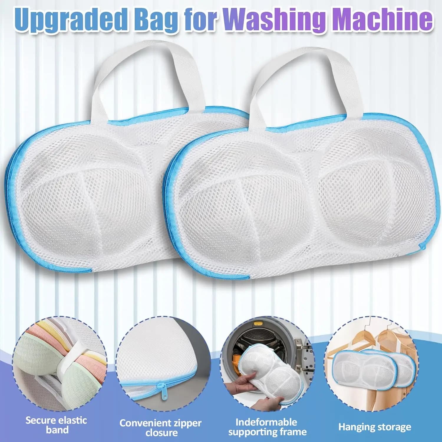 Pack of 2 Bags for Washing Bras - Non-deformable Delicate Linen Bags for Washing and Conservation, Female Intimate (Coppe A-C)