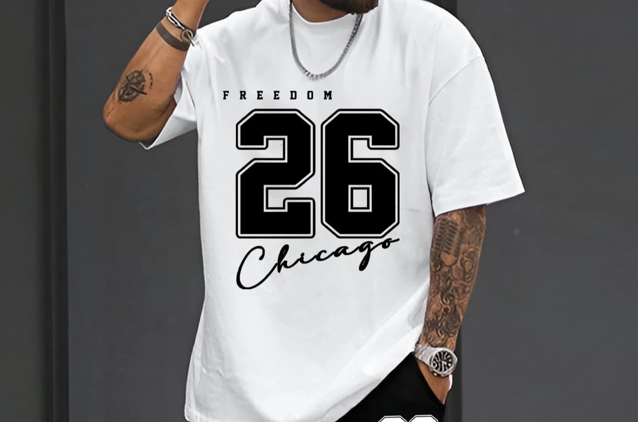 Men's T-shirt novelty 2026 for New Year's and Summer, with bear pattern and sunglasses, short sleeves and crew neck, for summer leisure and outdoor activities