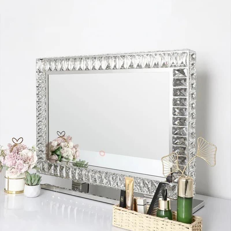 Crystal makeup household lamp vanity mirror desktop desktop girl heart light luxury intelligent fill light mirror