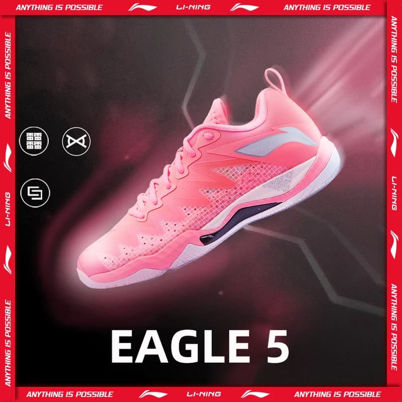Li-Ning Scarpe da badminton unisex EAGLE 5 BOOM Cushion Leggere ad alto rimbalzo LiNing Sneakers da competizione professionali AYAU007