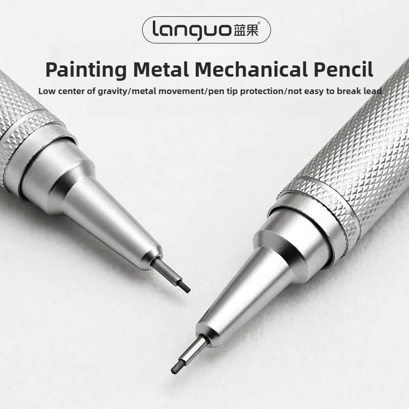 Metal Mechanical Pencil 0.3/0.5/0.7 mm Low Gravity Drawing Automatic HB Pencil Set with Leads Office School Writing Art Supplies