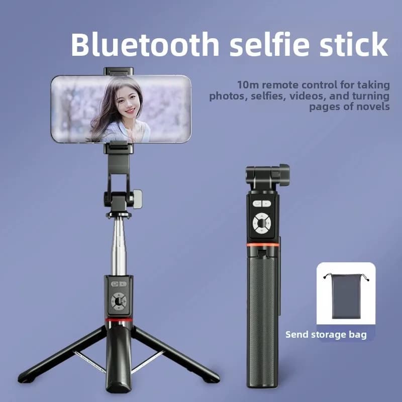 LISCN Selfie Stick Lega Telecamera da tavolo Supporto quadrupiede Ricarica USB Bluetooth 360 ° Bastone selfie portatile PTZ con rotazione