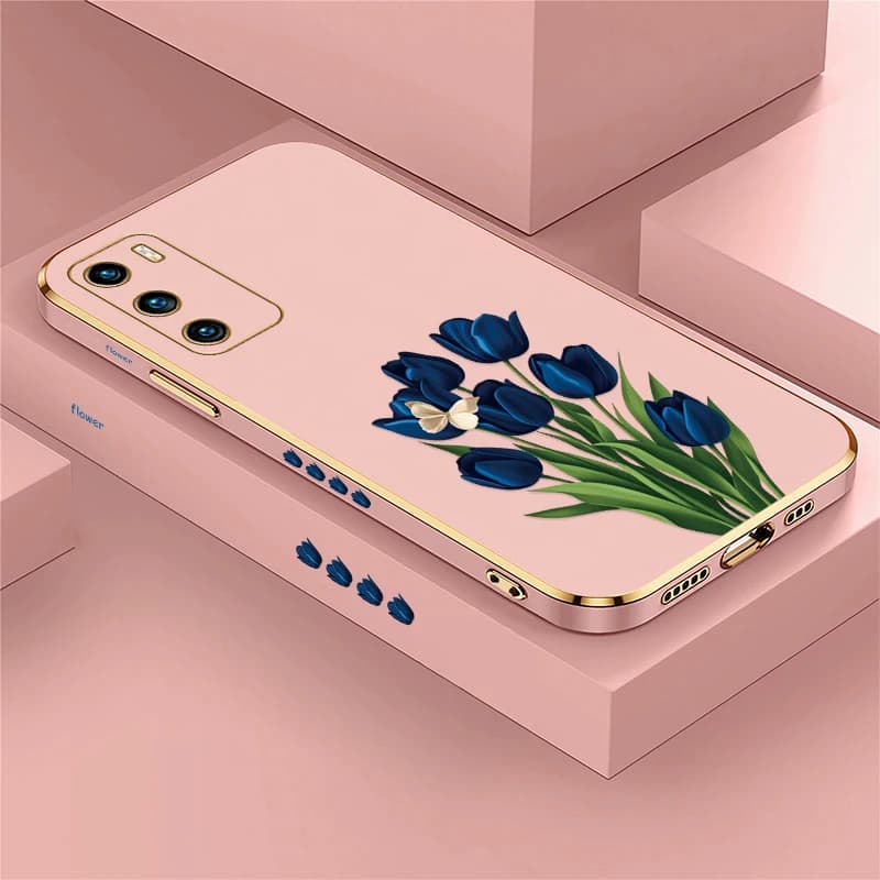 Anti-Drop Phone Case For Huawei P30 P20 Pro P40 Lite P Smart 2021 Z Plus Pro 2019 Plating Shockproof Butterfly Floral Cover