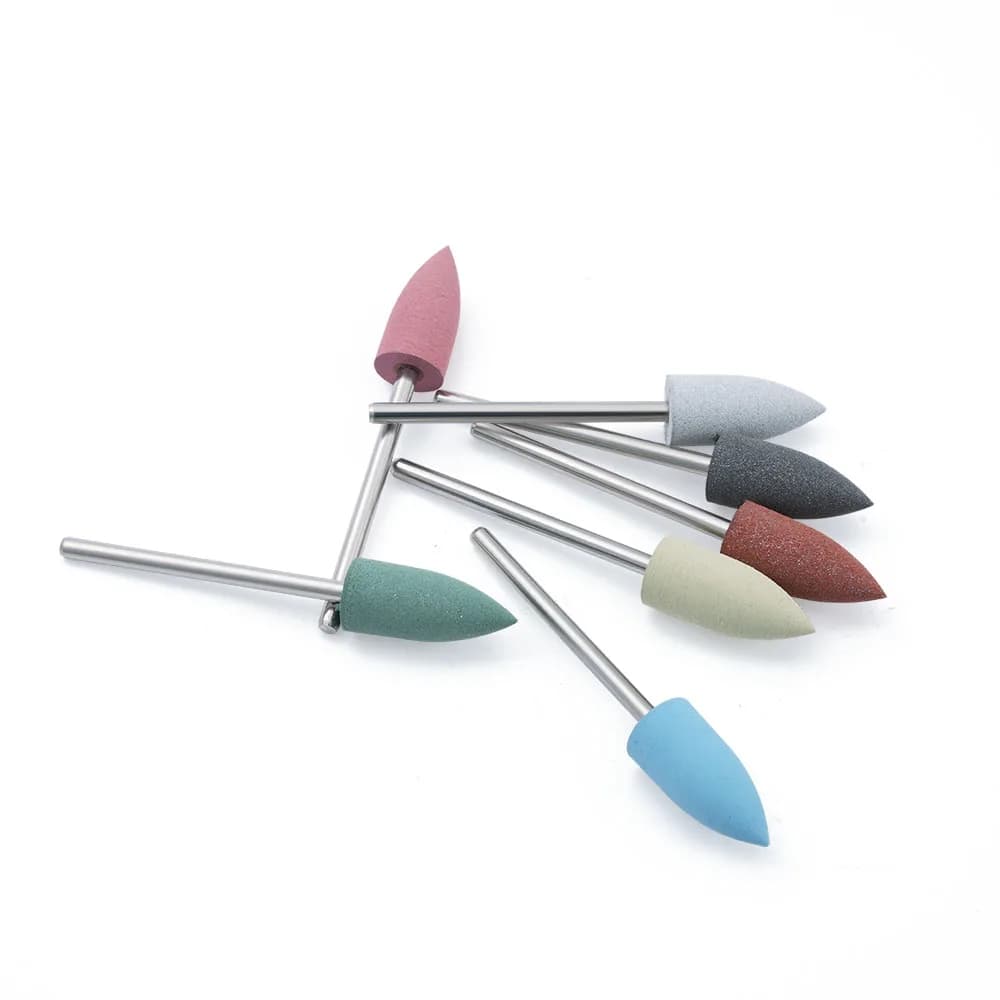 Set of 10 Pieces of Silicone Dentali Polishers, Teeth Whitening Brakes, Dental Polishing Tips, Nail Drills, Strawberry Shape Tools