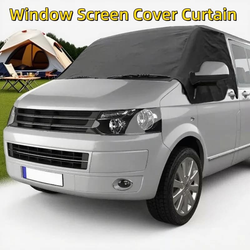1PC Parasole impermeabile Deluxe per Volkswagen T5 T6 e camper Tessuto Oxford nero Protezione UV spessa Copertura per parabrezza