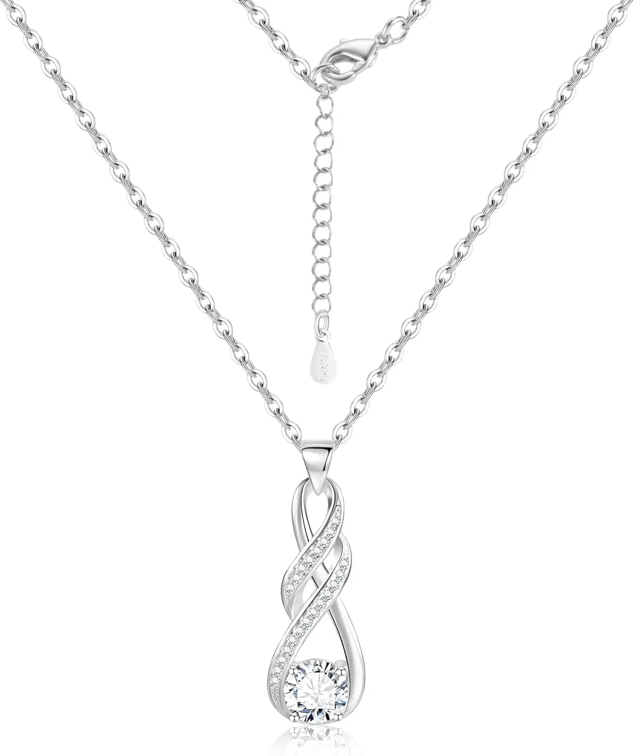 Collana da Donna in Argento 925 con Ciondolo a Cuore Infinito e Zirconi, Catene Eleganti per Donne e Festa della Mamma