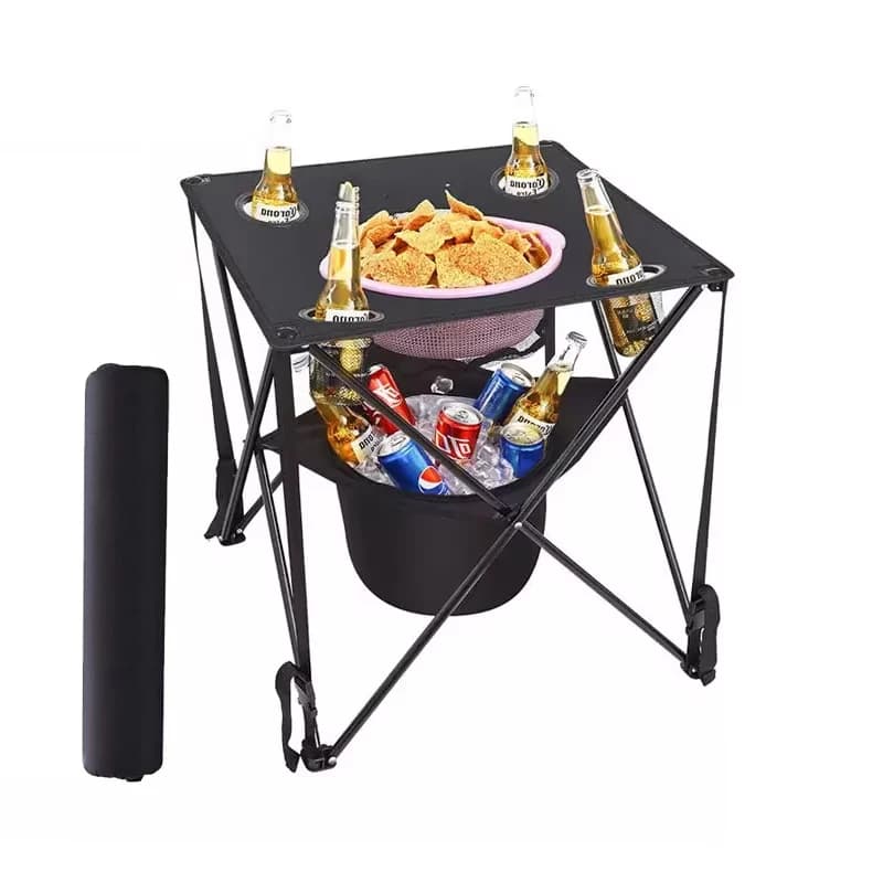 Tavolo Pieghevole Portatile Moderno in Ferro con Cuscino Impermeabile per Arredamento da Esterno, Barbecue, Campeggio e Uso in Soggiorno
