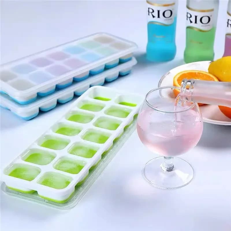 1 PC Stampo per cubetti di ghiaccio in silicone con fondo morbido Contenitore per ghiaccio Stampo per cubetti di ghiaccio per gelato estivo fai da te con coperchio