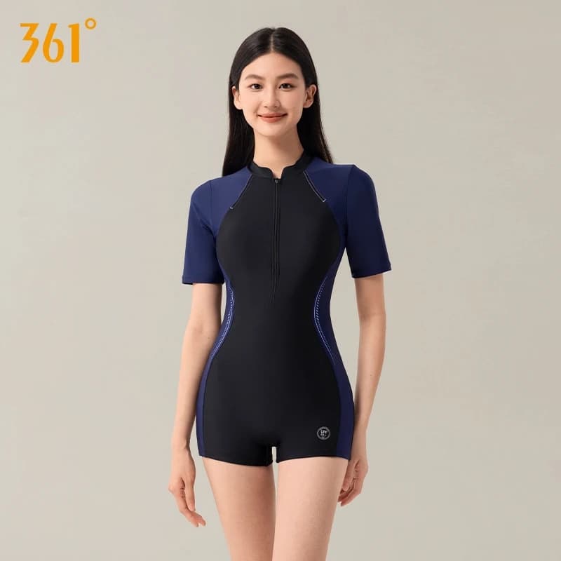 Women Short Sleeve Quick-Dry Surfing Beach Push Up Sports SwimSuit One Piece Professional WaterProof Athletic Bathing SwimWear