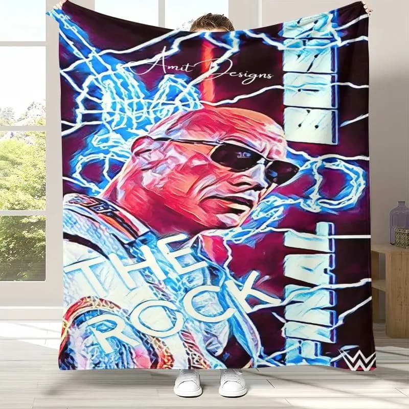 Famous The Rock Dwayne Johnson Actor Flannel Blanket,Ultra Soft Warm Plush Throw for Home Bedroom Bed Sofa Cover Office Picnic