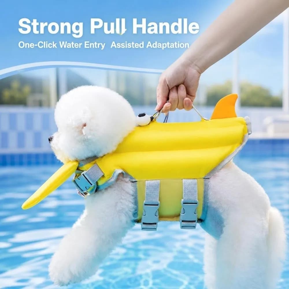 Adjustable Dog Life Jacket Buoyant Breathable Pet Swim Vest Lightweight Wear‑resistant Puppy Flotation Vest XS To M Size