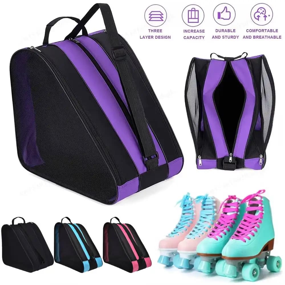 Borsa per Pattini a Rotelle, Borsa a Tracolla per Pattinaggio su Ghiaccio, Borsa Porta Pattini da Sci con Tracolla Regolabile, Borsa Porta Pattini in Tessuto Oxford, Accessori per Pattini a Rotelle