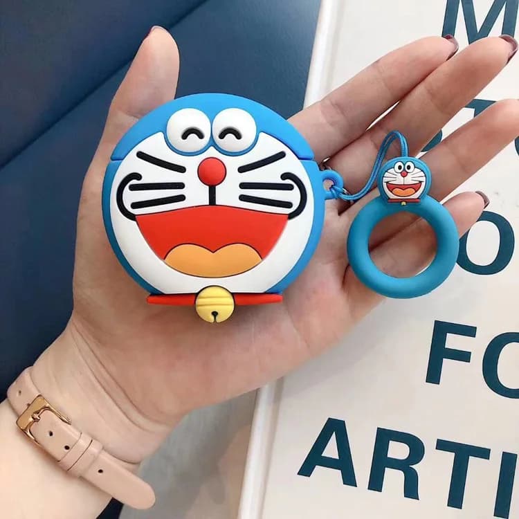 For Airpods Pro 2 Case,Doraemon 3D Anime Earphone Silicone Cover For Airpods Pro 3/Airpods 4 Case With Keychian Funda
