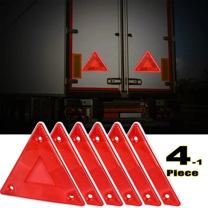Riflettore di avvertimento per camion Triangolo rosso Segnale di avvertimento per arresto camion Piastra Luce posteriore Segnale riflettente di sicurezza per riflettore per rimorchio