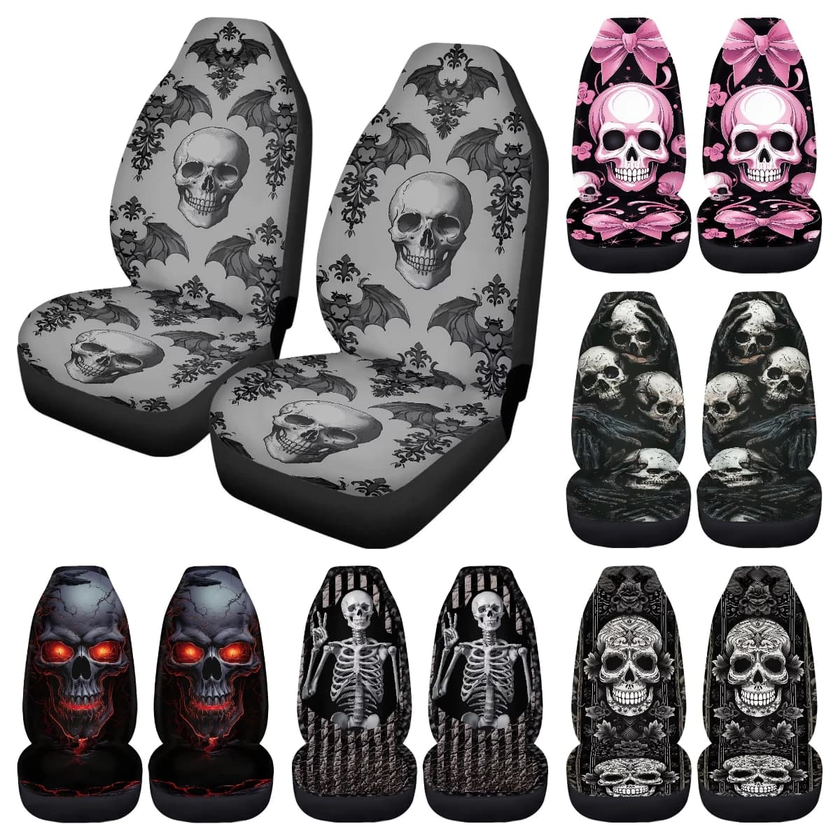 Car seat covers with pliers print with baroque skull for protection for Halloween seats Car accessories Trucks Sedani vans
