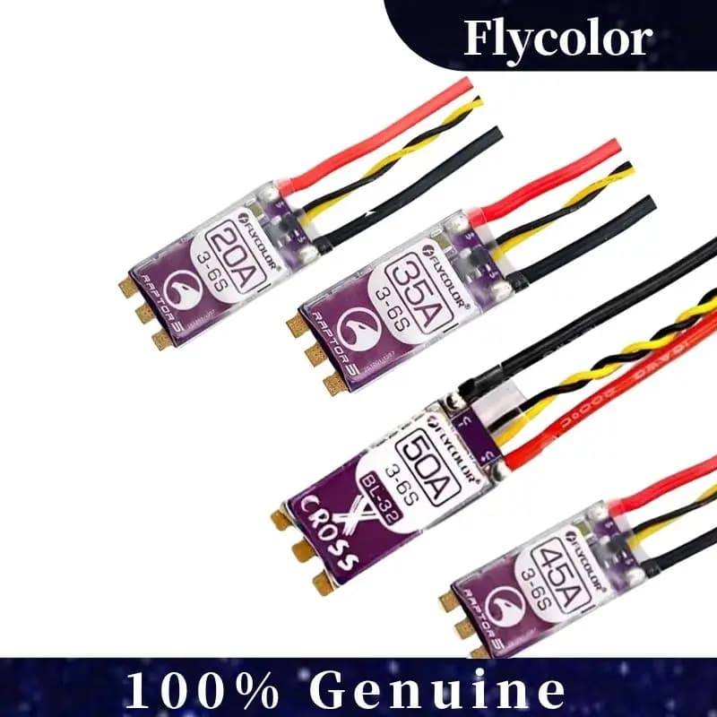 FLYCOLOR Raptor 5 20A 35A 45A 50A Multi-Rotor Brushless ESC 3-6S 32-Bit G701 PWM 128K for RC FPV Racing Drone