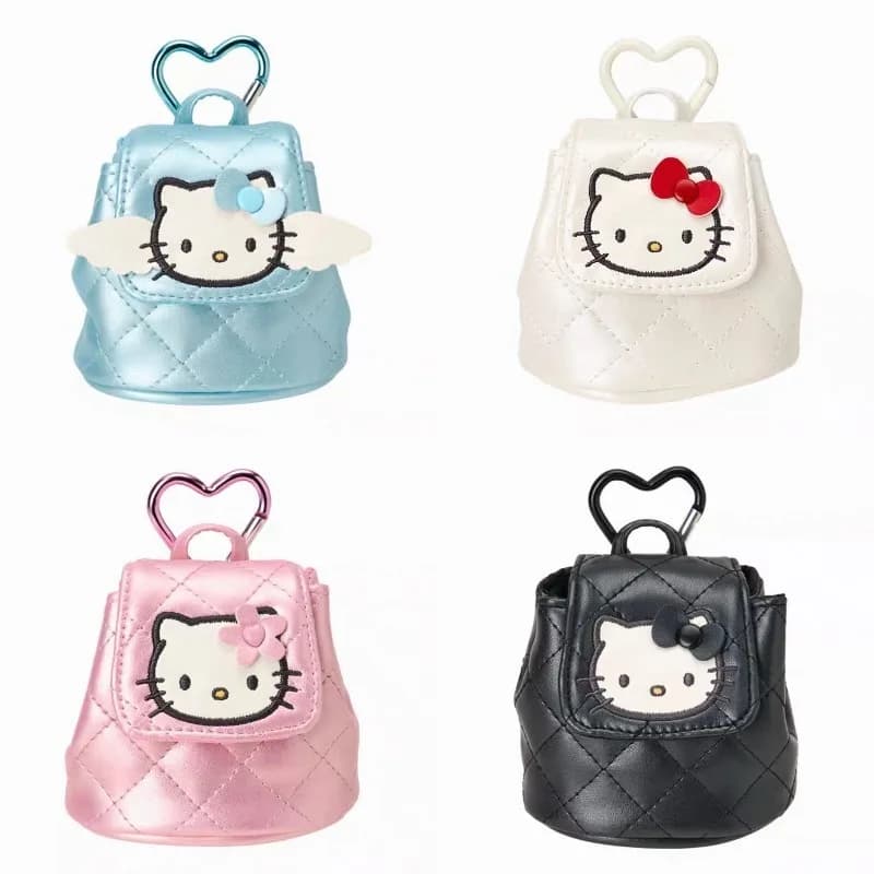 Serie Mini Quilt Sanrio, Portamonete in Peluche Hello Kitty, Portacarte con Chiusura a Cuore, Piccola Borsa Portaoggetti