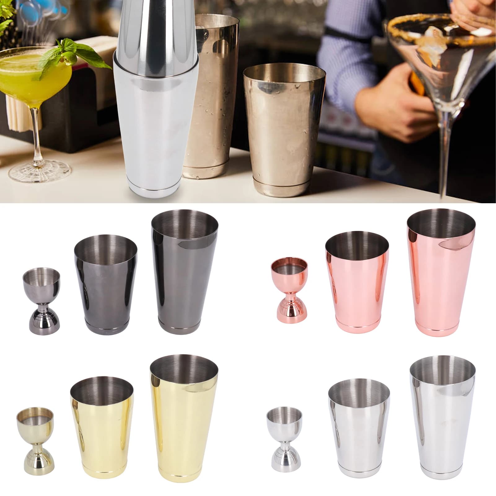 Set Shaker per Cocktail in Acciaio Inox, Kit per Miscelare Bevande, Strumenti per Barman Domestico