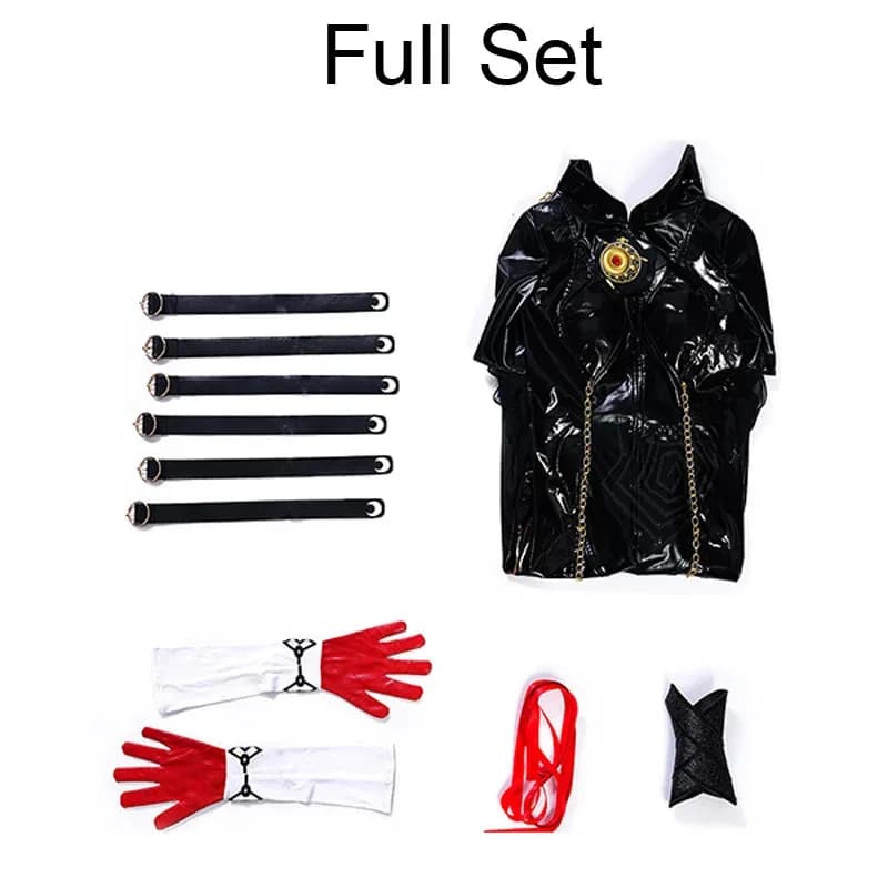 NewGame Bayonet Costume Cosplay Wig Black PU Adult Lady Like Woman Dresses Halloween Carnival Party Dress for Women Gi