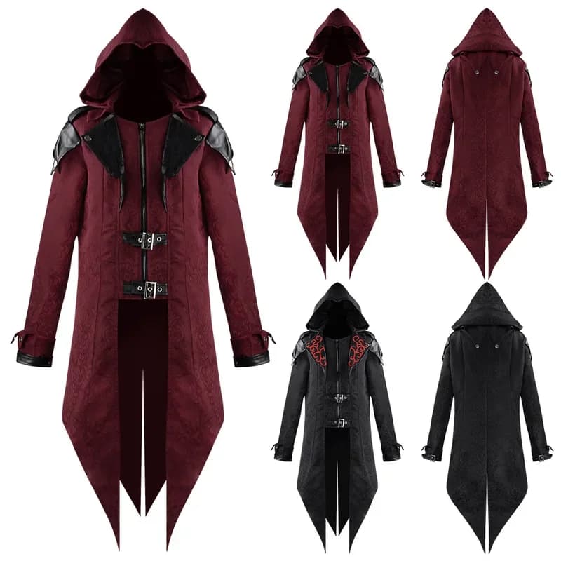 2 colori Assassin Cosplay uomo medievale streetwear giacche con cappuccio costume outwear Edward Assassins Creed costume di Halloween # 1 # W