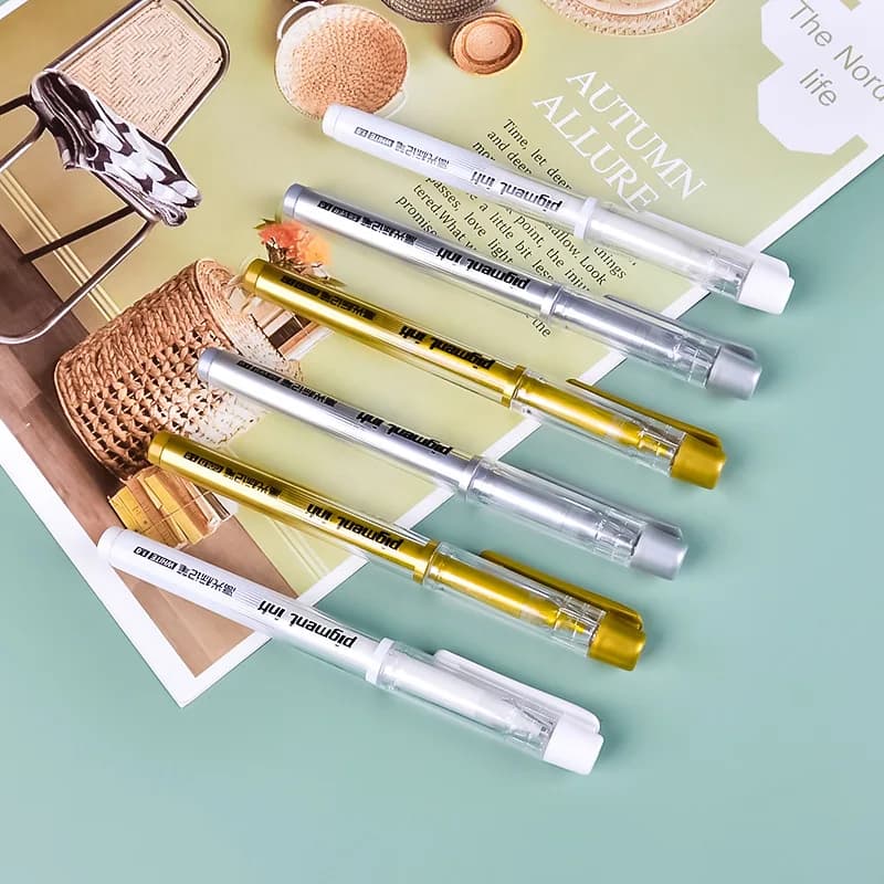 3 Pz/set 1.0mm Evidenziare Pennarello Bianco/Oro/Argento Inchiostro Penna Gel di Grande Capacità Per Disegno Rifornimento di Arte Schizzo Penna di Vernice