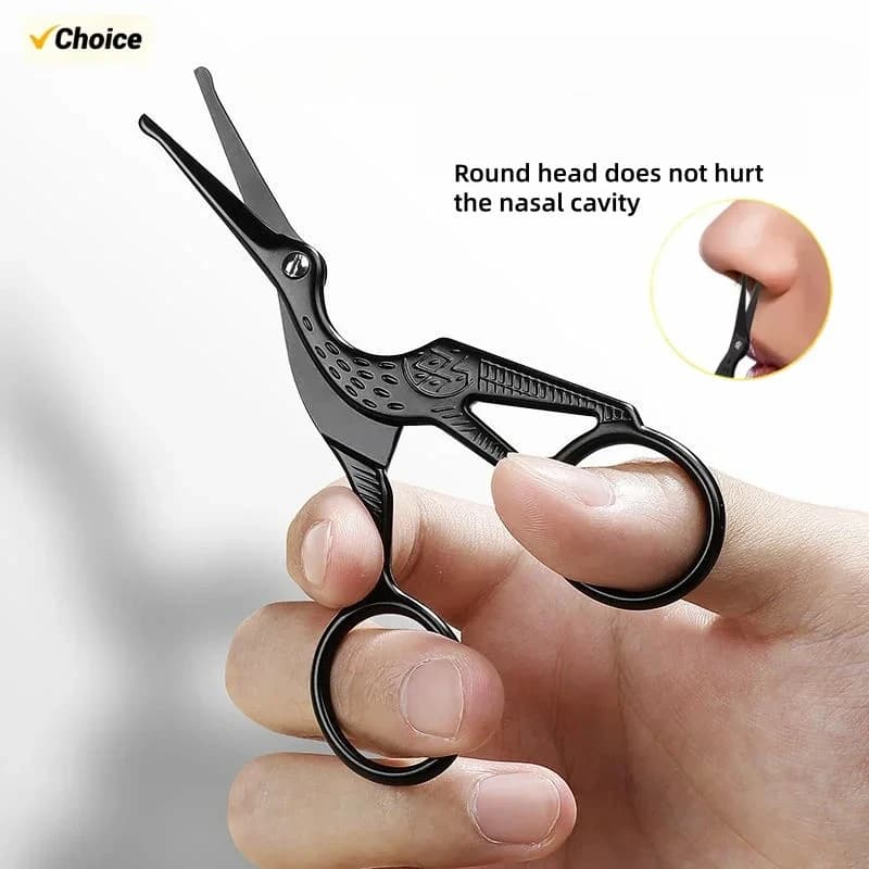 Professional stainless steel scissors round head for nose, eyebrows, beard and ears - Type Swan