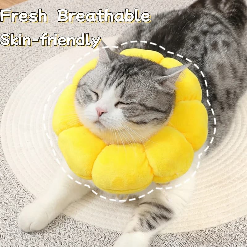 Sunflower Pet Elizabethan Collar Adjustable Soft Plush Anti-Bite Anti-Lick Wound Healing Surgery Recovery Collar for Cats Dogs