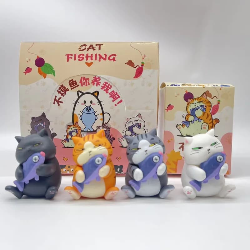 Nuovo disponibile No Fish You Keep Me Blind Box Pesce Gatto Gatto bianco Gatto arancione Giocattolo alla moda Decorazione auto Ornamento Regali di compleanno per ragazza