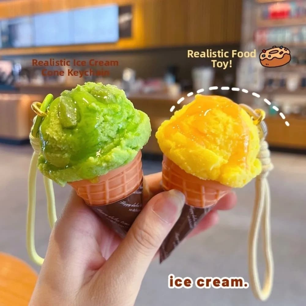 Portachiavi a forma di gelato cartone animato, ciondoli decorativi, simpatici e dolci, per auto