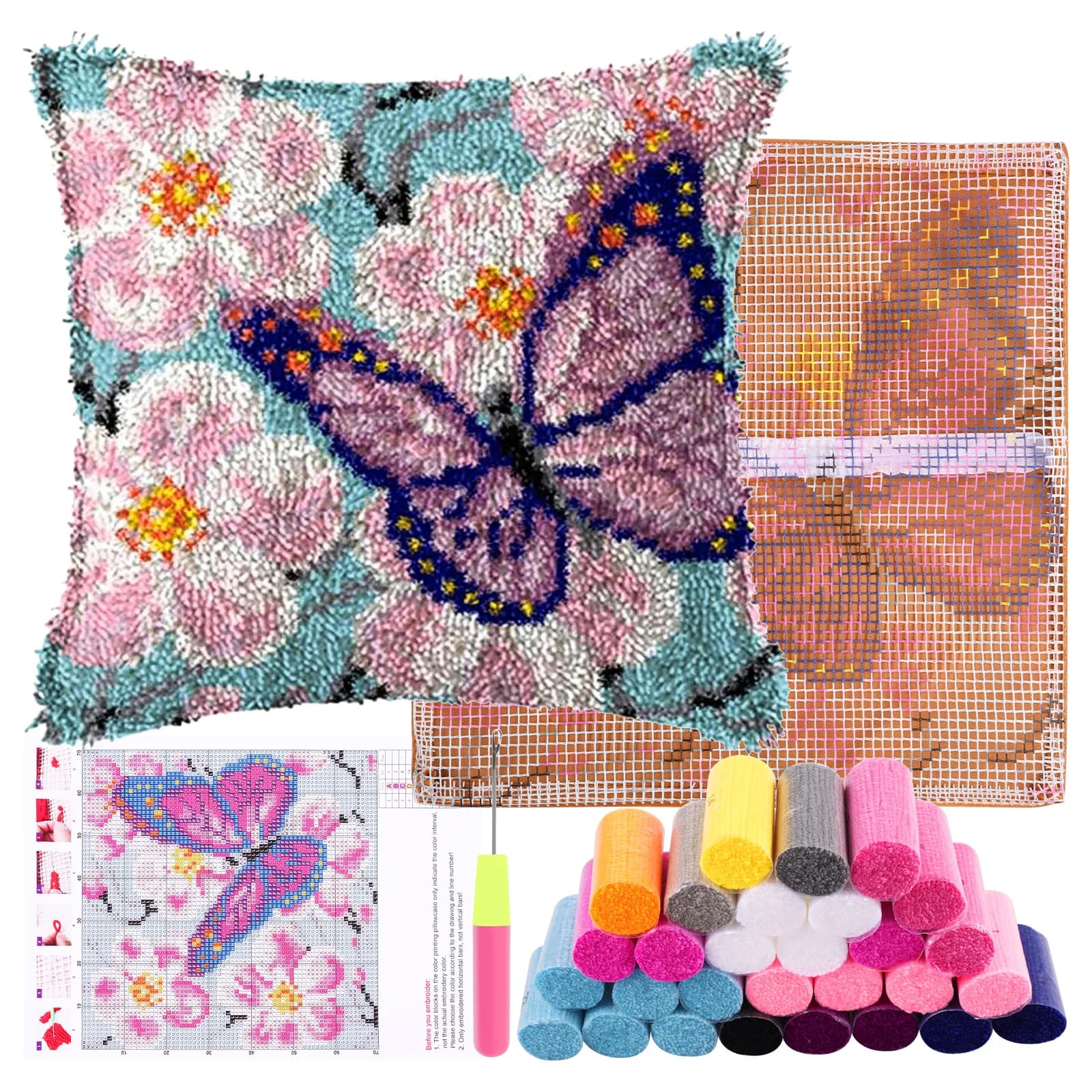 Set di cuscini con gancio di chiusura Kit fai da te con gancio di chiusura facile da usare Pratico kit di federe all'uncinetto Kit fai da te divertente per la decorazione del divano di casa