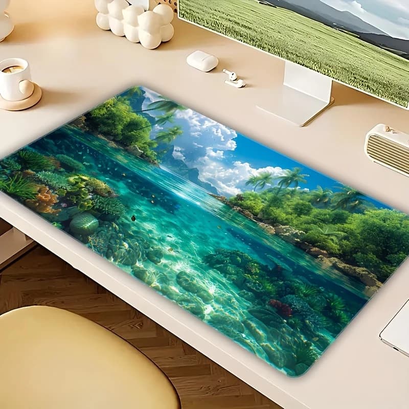 Tappetino per Mouse con Scenari Subacquei Tropicali, Tappetino da Scrivania in Gomma Resistente Antiscivolo per Ufficio e Gaming
