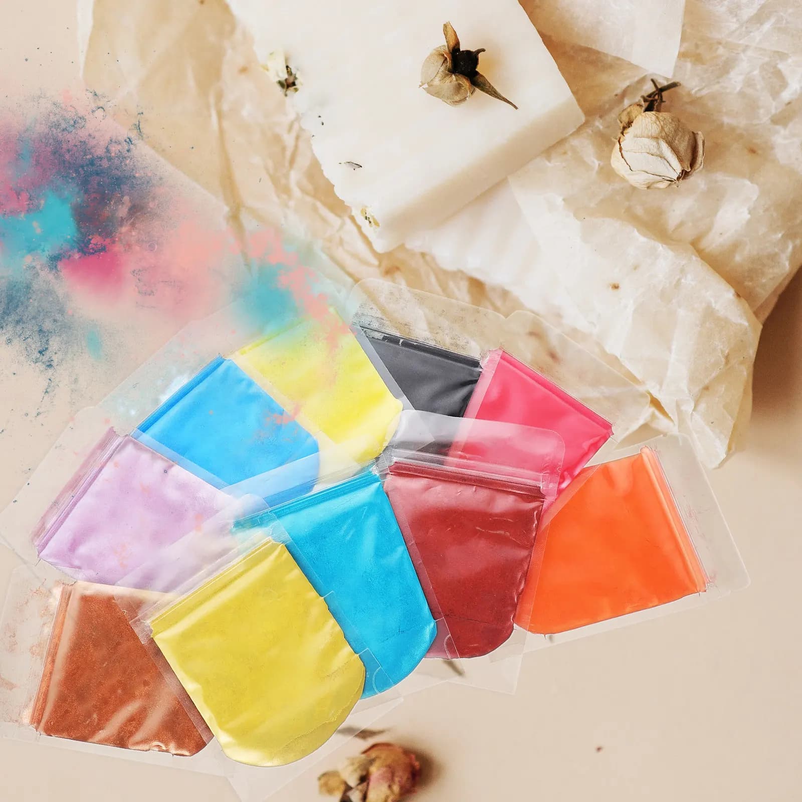 10 Confezioni di Polvere di Mica Colorata per Nail Art, Resina, Sapone, Lucidalabbra e Ombretto