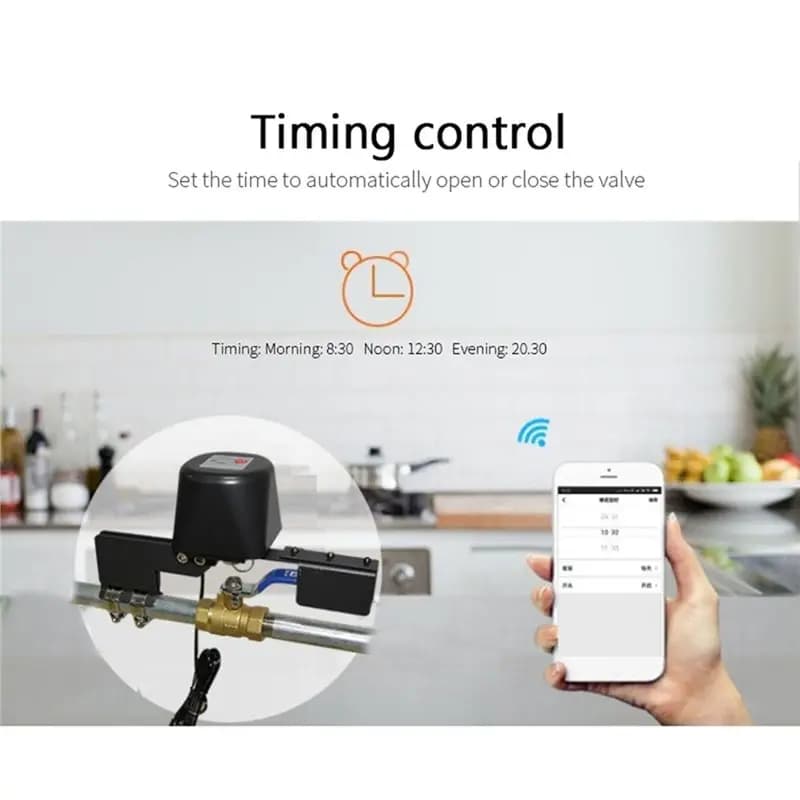 A77I Tuya Wifi/Zigbee Smart Valve Controller for Water/Gas Valves with Automatic Closing/Opening Function, Compatible with Yandex Home, USA Plug