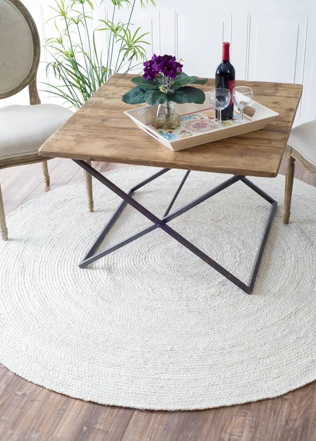 6' - Hand woven natural fiber carpet for living room, hallway, home decorations