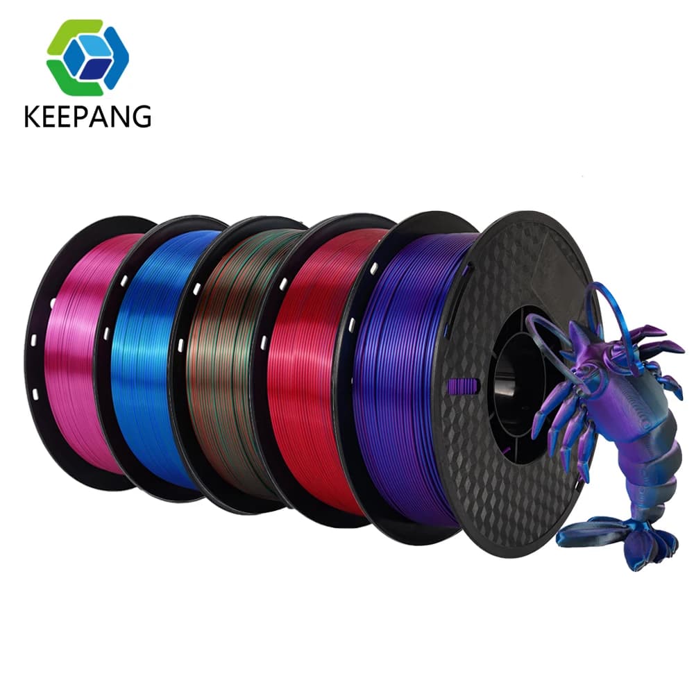 KEEPANG Silk PLA Filament 5KG Tricolors Silk 3D Printer Filament 100% No Bubble 1.75mm Silk Rabinbow PLA 3D Printing Materials