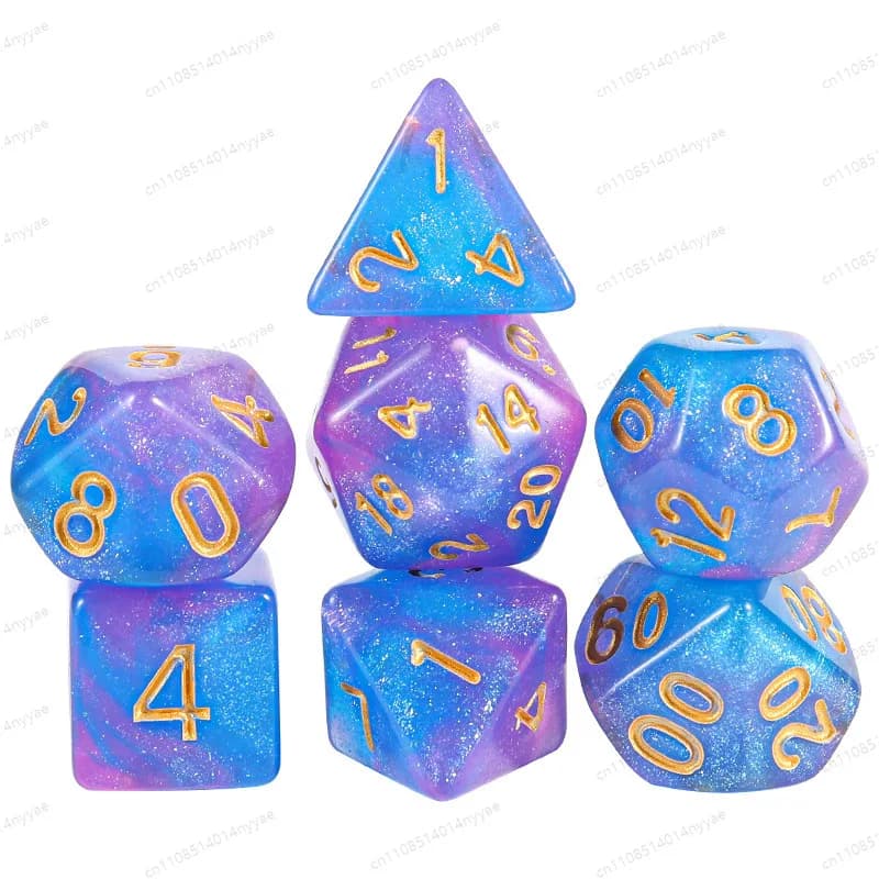 Nuovi Dadi Poliedrici Cielo Stellato a 4/6/8/10/12/20 Facce per Accessori Giochi da Tavolo TRPG
